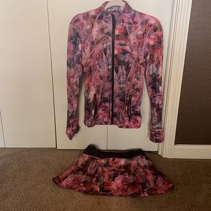 Lululemon running jacket size 6 and running skirt size 4, rare pattern!